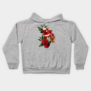 Funny Santa Claus with cute fawn Kids Hoodie